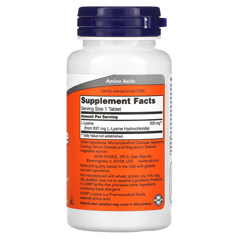 NOW Foods, L-Lysine(Lizin) 500 mg, 100 Tablet - Görsel 2