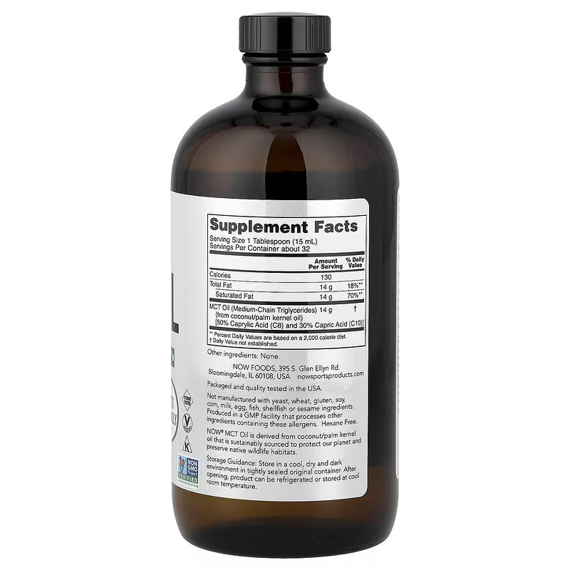 NOW Foods Sports MCT Oil & Caprylic Acid Unflavored 473 ml