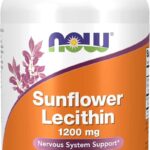 NOW Foods Sunflower Lecithin Phospholipids Choline Nervous System Support 1,200 mg, 100 Softgels