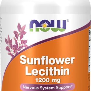 NOW Foods Sunflower Lecithin Phospholipids Choline Nervous System Support 1,200 mg, 100 Softgels