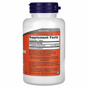 NOW Foods L-Tryptophan 1,000 mg Double Strength 60 Tablet - Görsel 2