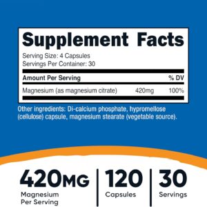 Nutricost Magnesium Citrate 420mg 120 Veggie Caps