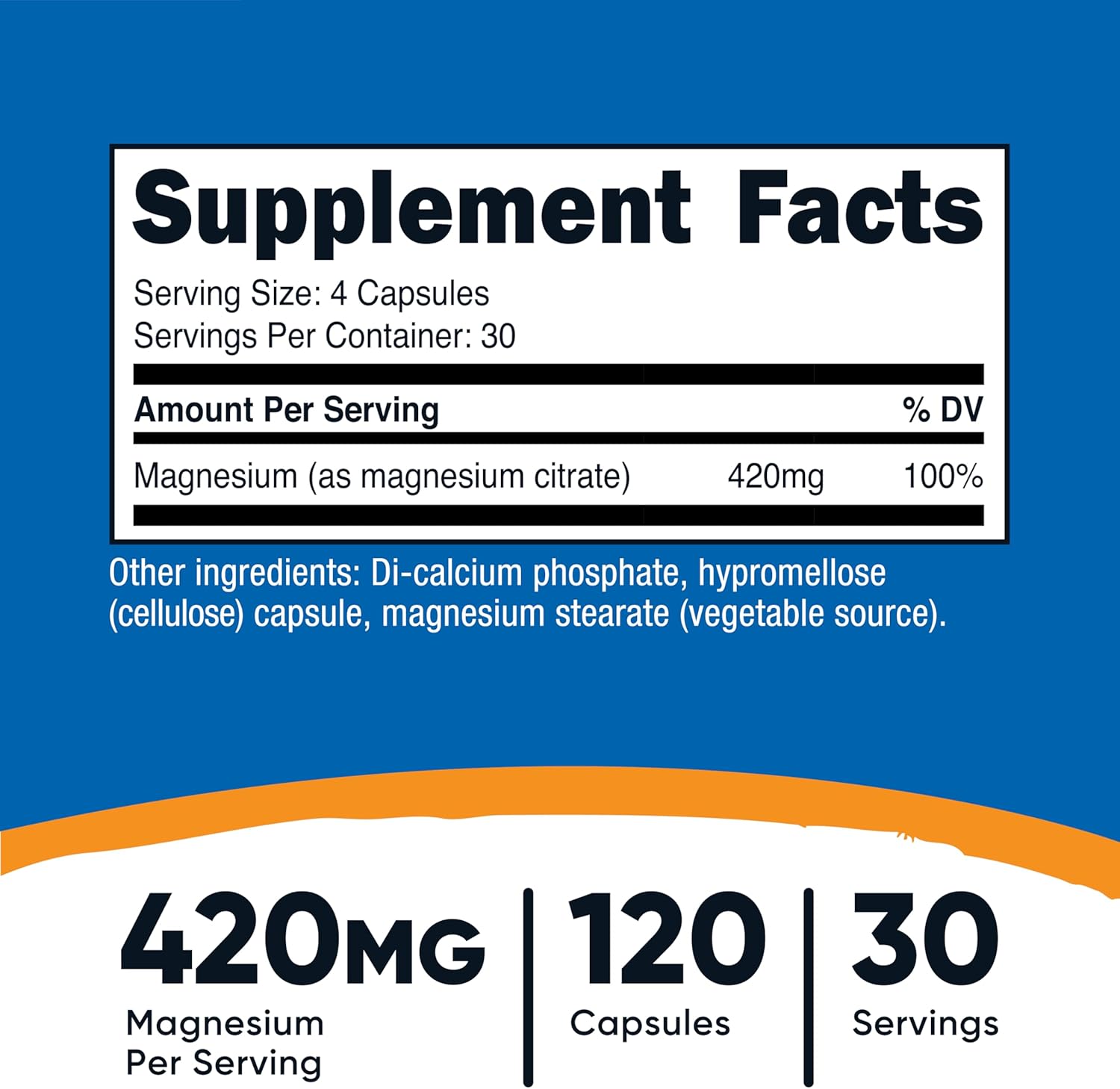 Nutricost Magnesium Citrate 420mg 120 Veggie Caps - Görsel 2