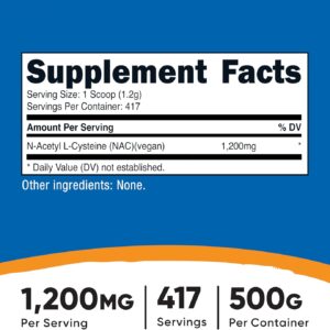 Nutricost N-Acetyl L-Cysteine NAC Antioxidants Powder 500 Gram 417 Servis