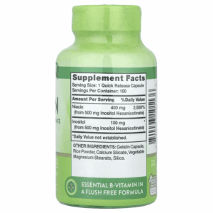 Nature’s Truth Flush Free Niacin Vitamin B3 Inositol 500 mg 100 Quick Release Caps