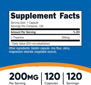 Nutricost L-Theanine Brain & Cognitive 200mg 120 Capsules Double Strength - Görsel 2
