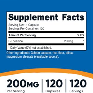 Nutricost L-Theanine Brain & Cognitive 200mg 120 Capsules Double Strength
