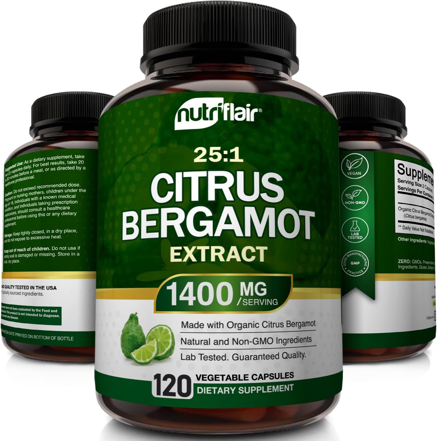 NutriFlair Organic Citrus Bergamot 1400mg 120 Caps - Görsel 2