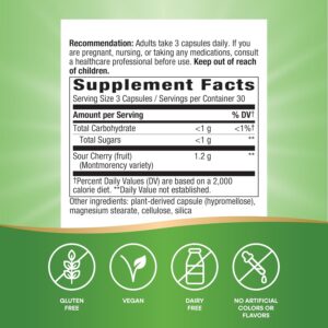 Nature’s Way Tart Cherry Ultra Montmorency Cherry Antioxidant 1200 mg 90 Vegan Caps