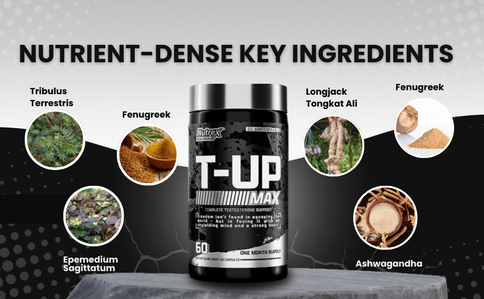 Nutrex T-Up Max Testo Booster 60 Caps Tribulus+Fenugreek+Maca+Tongkat Ali+Ksm66 Ashwagandha - Görsel 2