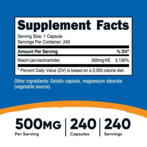 Nutricost Niacinamide 500 mg 240 capsules - Görsel 3