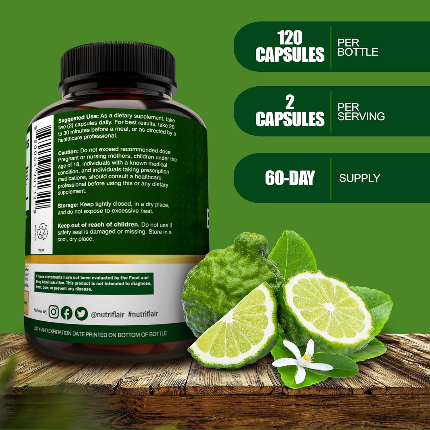 NutriFlair Organic Citrus Bergamot 1400mg 120 Caps - Görsel 4
