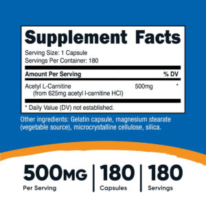 Nutricost acetyl Asetil ALCAR  L-Carnitine Karnitin 180 Kapsül - Görsel 2
