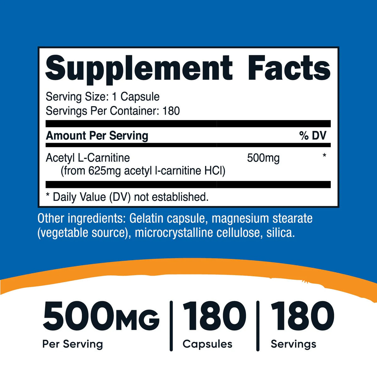Nutricost acetyl Asetil ALCAR  L-Carnitine Karnitin 180 Kapsül