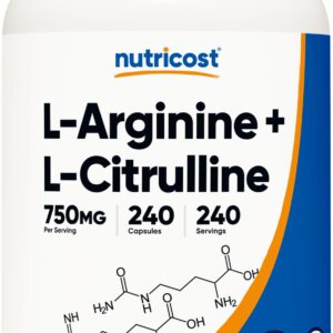 Nutricost L-Arginine Arjinin L-Citrulline Sitrulin Complex 750mg 240