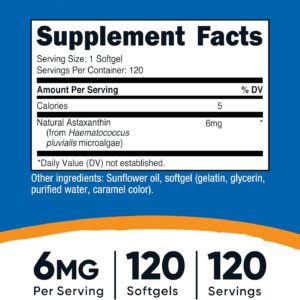 Nutricost Astaxanthin joint support antioxidant 6 mg 120 Softgels