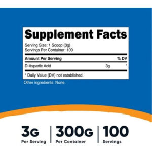 Nutricost D-Aspartic Acid (Daa) Powder 300gr - Görsel 2