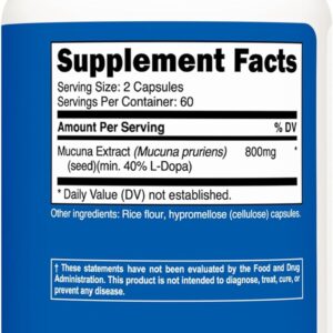 Nutricost Dopa Mucuna Pruriens 400mg, 120 Capsules – 800mg