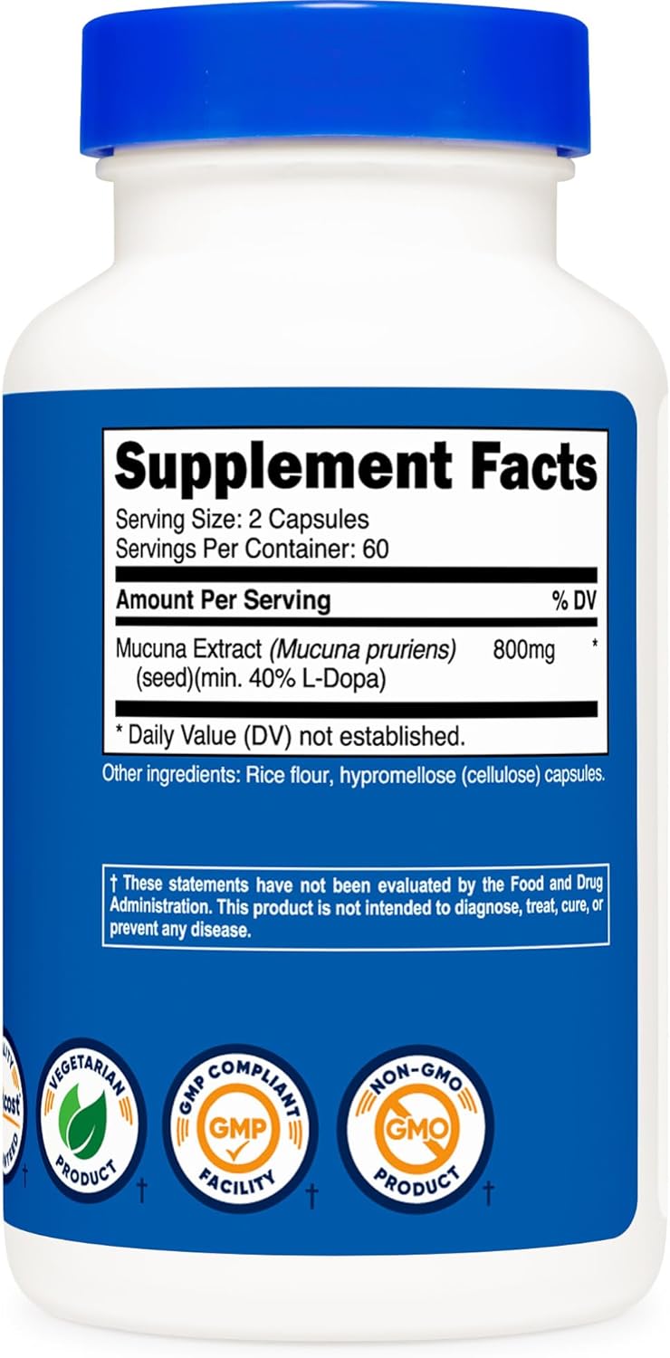 Nutricost Dopa Mucuna Pruriens 400mg, 120 Capsules - 800mg - Görsel 2