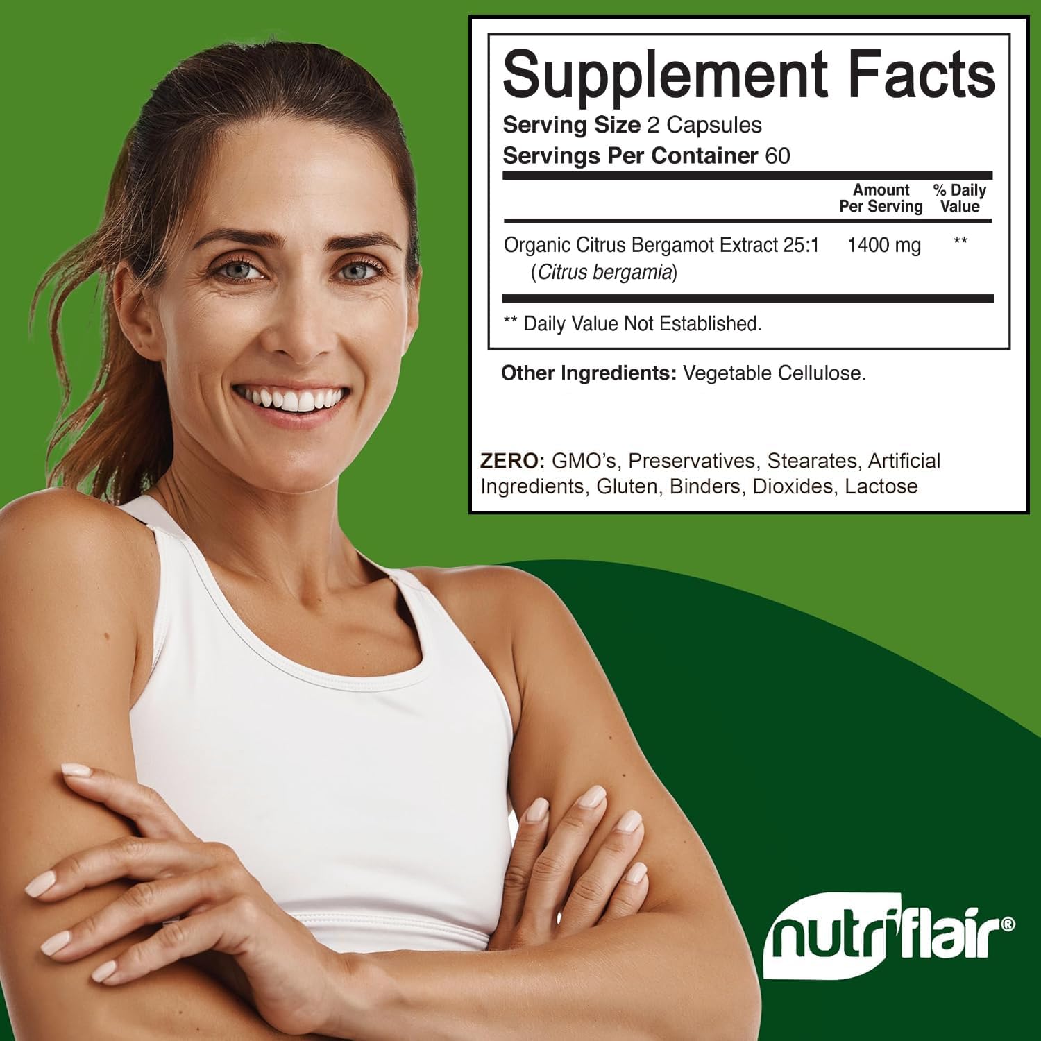 NutriFlair Organic Citrus Bergamot 1400mg 120 Caps - Görsel 5