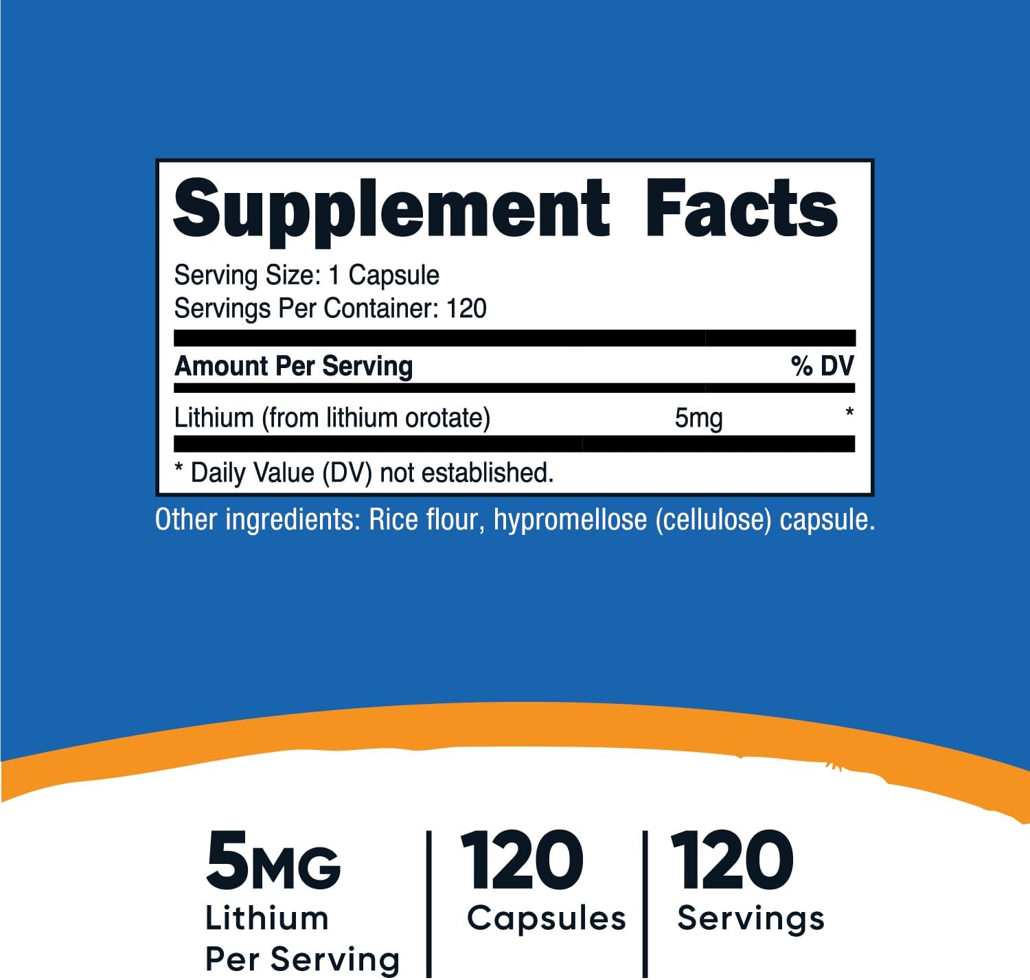 Nutricost Lithium Orotate Neuroprotective Effects Brain 5mg 120 Caps - Görsel 3