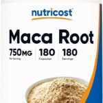 Nutricost Maca Root Capsules Lepidium meyenii 750mg 180 Caps 180 Servings