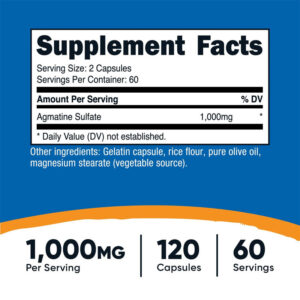 Nutricost Agmatine Sulfate Nitric Oxide 1000 MG 120 Capsules