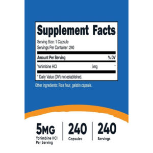 Nutricost Yohimbine 5 mg 240 Capsules - Görsel 2