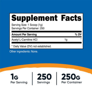 Nutricost acety L-Carnitine 250 gr -250 SERVİS - Görsel 2