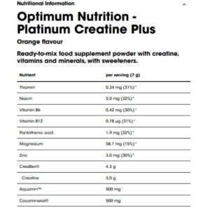Optimum Nutrition Platinum Creatine Plus + Zinc + Niacin 350 Gram - 50 Servis - Görsel 2
