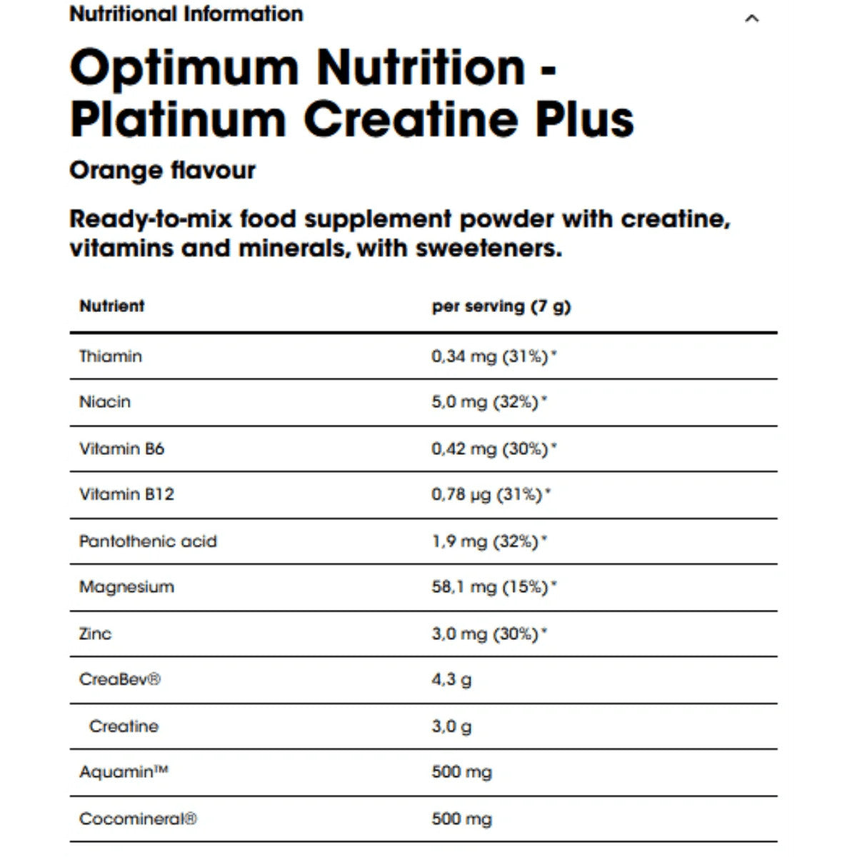 Optimum Nutrition Platinum Creatine Plus + Zinc + Niacin 350 Gram – 50 Servis