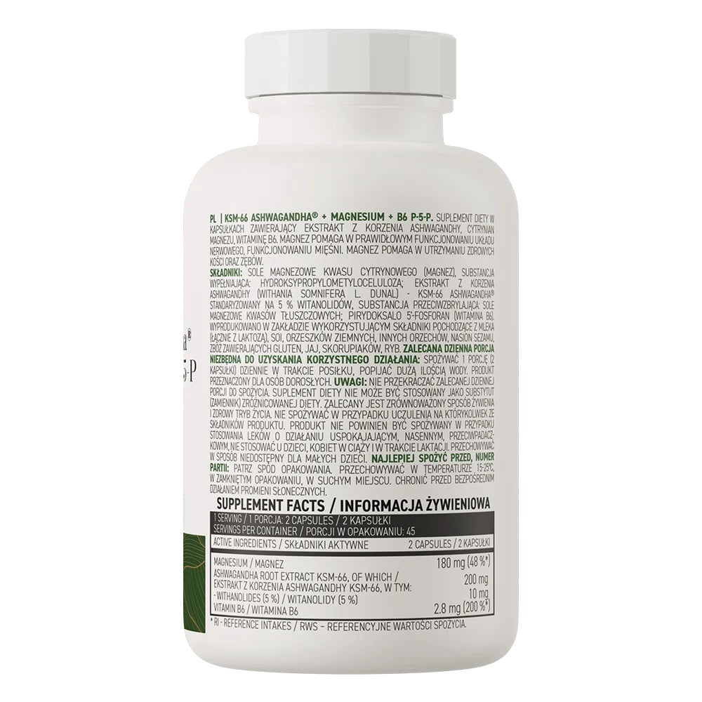 OstroVit Ashwagandha KSM66 + Magnezyum + B6 P-5-P Vege 90 kapsül - Görsel 2