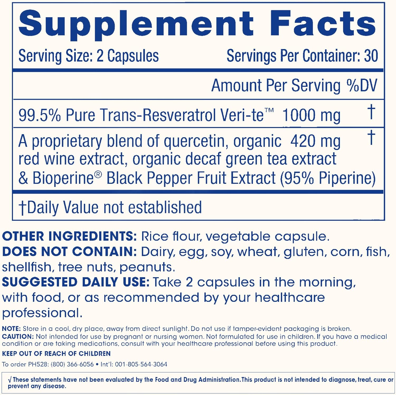 ProHealth Pure Trans Resveratrol Plus Quercetin Red Wine & Green Tea Extract Healthy Aging 1000mg 60 Caps - Görsel 5