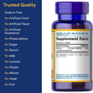 Puritan’s Pride Vitamin D3 125 mcg 5000 IU 200 Softgels