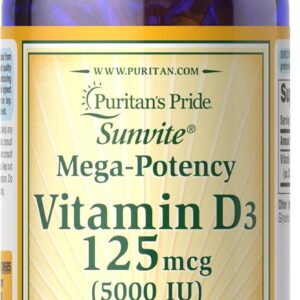 Puritan's Pride Vitamin D3 125 mcg 5000 IU 200 Softgels