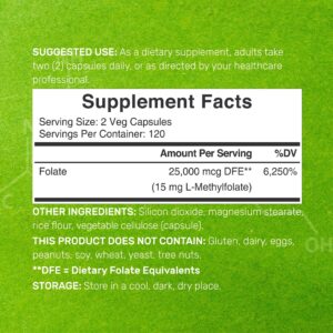Deal Supplement L Methylfolate 15mg 25,000 Per Serving, 240 Veggie Capsules - Görsel 4