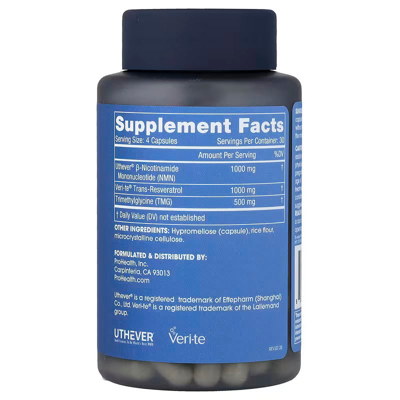 ProHealth NMN Pro Complete Uthever NMN Resveratrol TMG NAD+ 120 Caps - Görsel 2