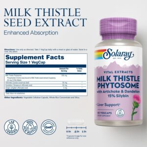 SOLARAY Milk Thistle Phytosome with Artichoke Dandelion and Ginger Liver 60 Caps - Görsel 3