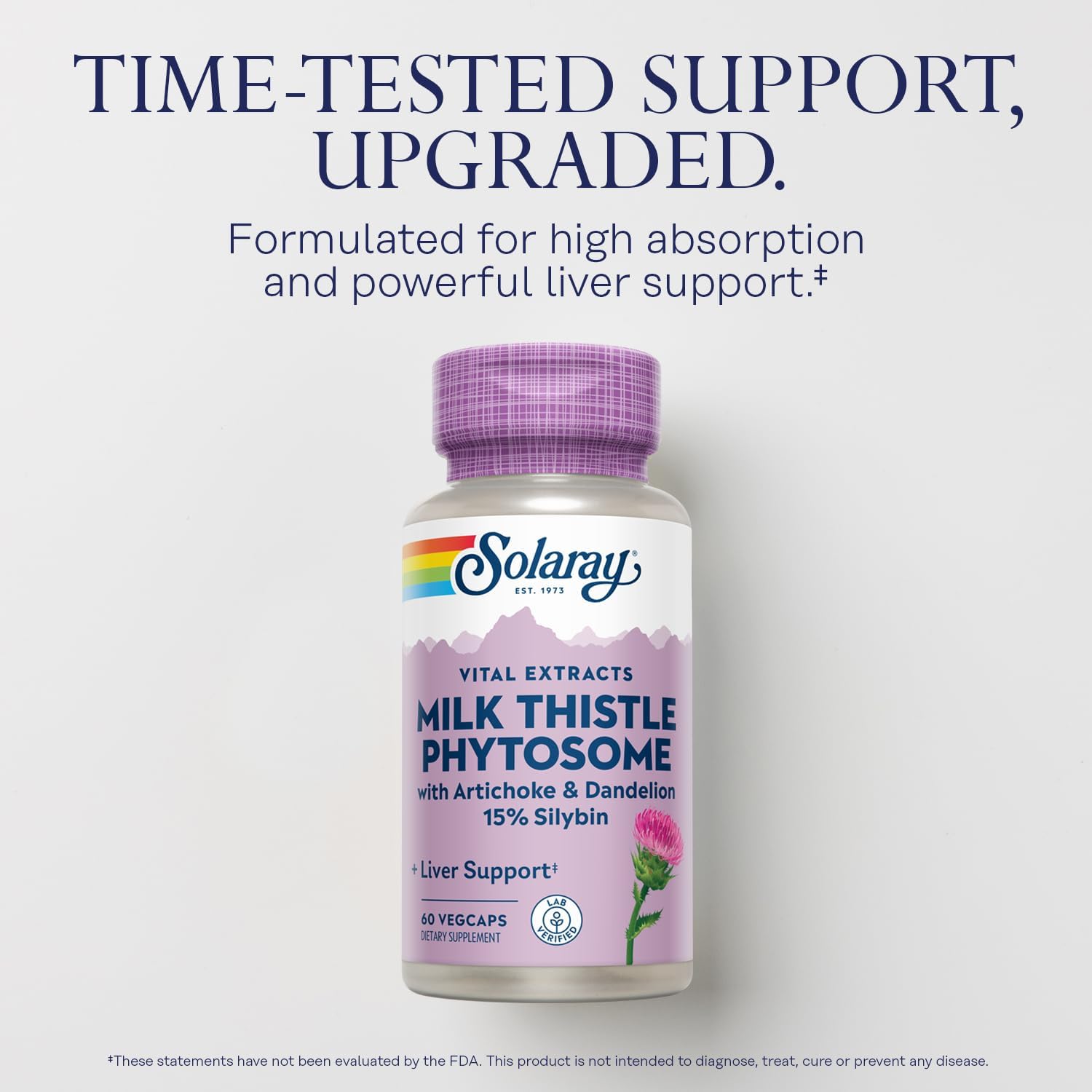 SOLARAY Milk Thistle Phytosome with Artichoke Dandelion and Ginger Liver 60 Caps