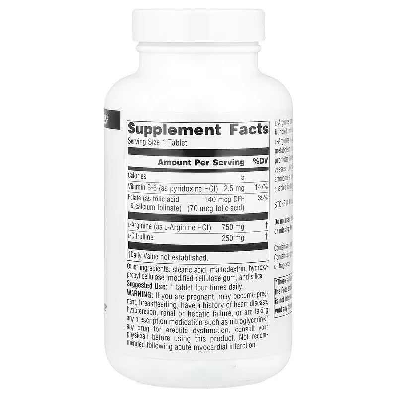 Source Naturals L-Arginine L-Citrulline Nitric Oxide Complex 120 Tablet - Görsel 2