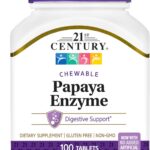 21st Century Papaya Enzyme Digestive Enzymes for Gut Health 100 Chewable Tablet