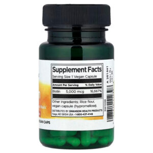 Swanson Biotin Hair B7 Vitamin 5000 mcg 30 Capsules - Görsel 2