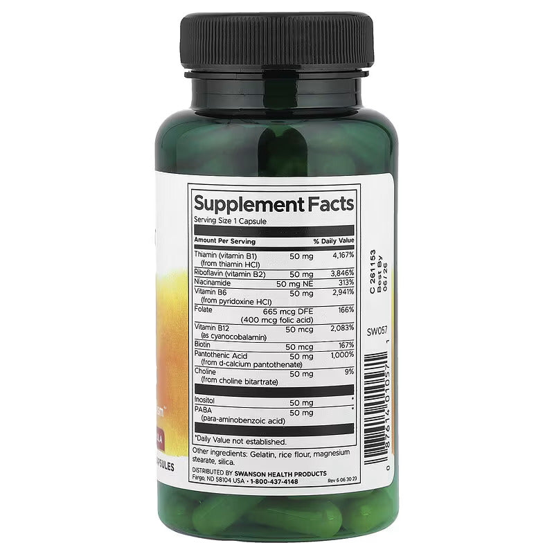 Swanson Balance B-50 Vitamin B Complex Energy and Metabolism 100 Caps - Görsel 2