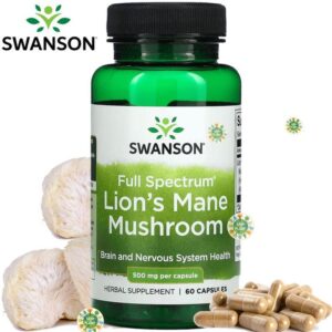 Swanson Full Spectrum Lion’s Mane Mushroom Aslan yelesi mantarı 500MG 60 Capsul
