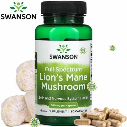 Swanson Full Spectrum Lion’s Mane Mushroom Aslan yelesi mantarı 500MG 60 Capsul