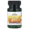 Swanson Folic Acid & B12 With Vitamin B9 Folate Energy Support 30 Veggie Caps