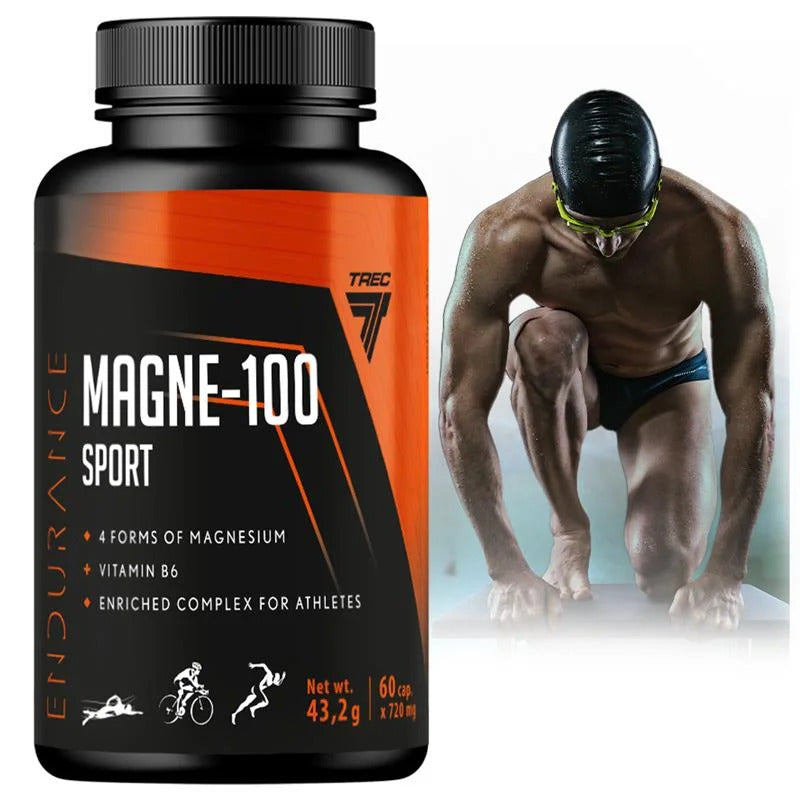 TREC MAGNE-100 Magnesium(Magnezyum+B6 Vitamin) SPORT 600 CAPS - Görsel 2