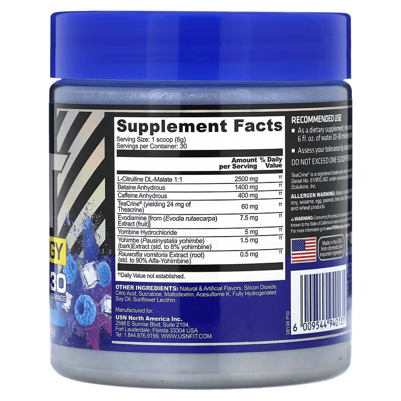 USN 3XT Max Energy High Stimulant & Thermogenic Ripped Burner PreWorkout 30 Servis