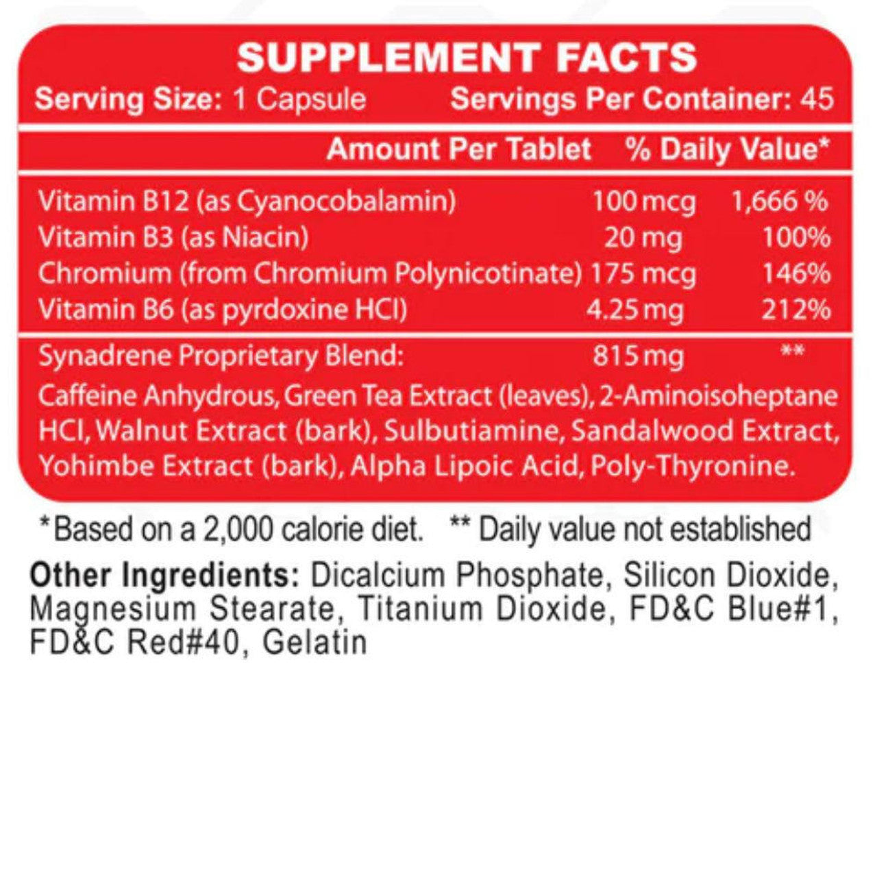 Hitech Synadrene (Yohimbine+Alpha lipoic acid+Green Tea+Dmha) 45 Tablet - Görsel 3