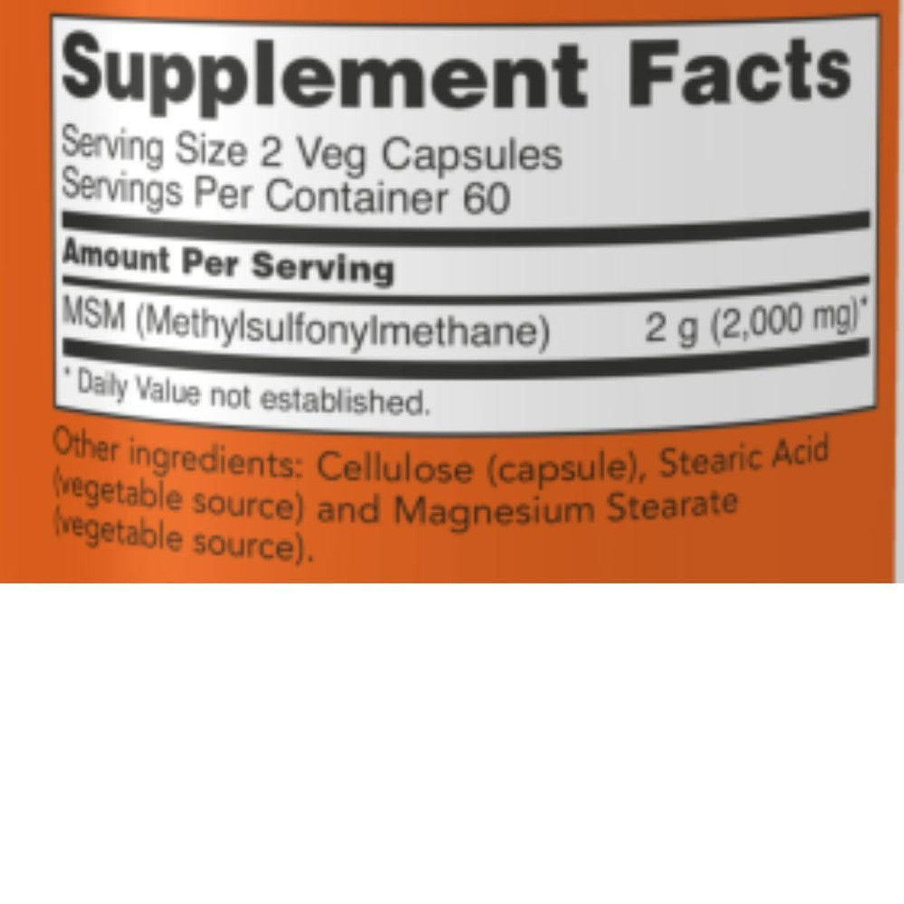 NOW Foods MSM Methylsulfonylmethane 1,000 mg 120 Veg Capsules - Görsel 2